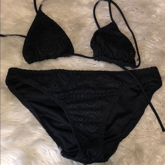 Black crochet tie bikini - Picture 2 of 4